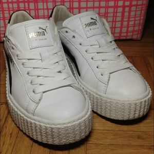 White & black fenty pumas by Rihanna creeper